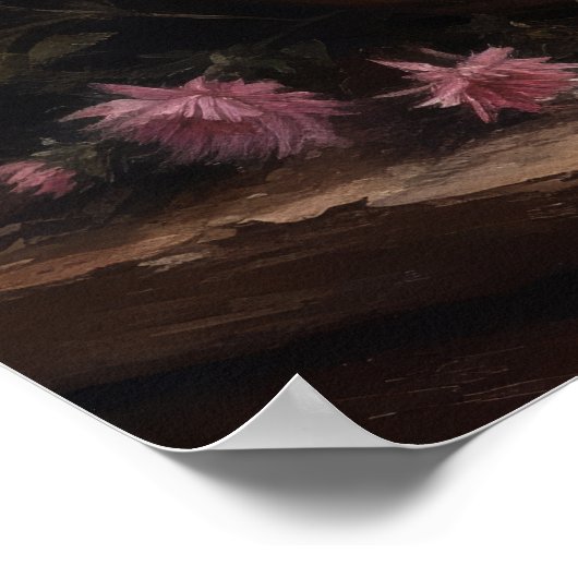 Roze Aster Flowers Art Print Poster (Hoek)