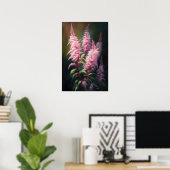 Roze Astilbe Flower Art Print Poster (Thuiskantoor)