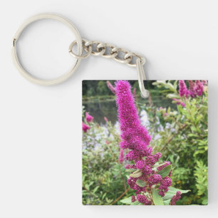 Roze Astilbe Flowers met een hond Sleutelhanger