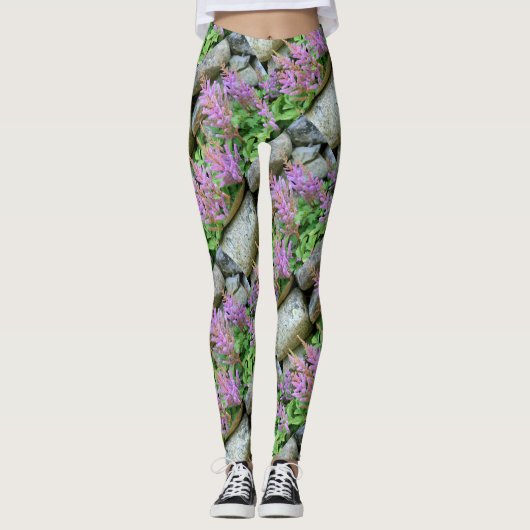 roze astilbe grijs leggings (Voorkant)