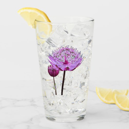 Roze Astrantia Bloem Bloemen Glas (Voorkant ijs)