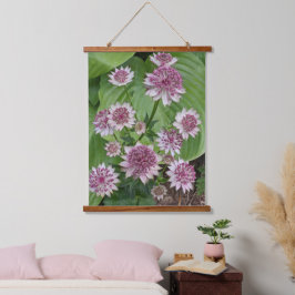 Roze Astrantia Bloesems Bloemen Hangend Wandkleed