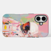 roze astronaut abstract schilderen iPhone Case (Achterkant (horizontaal))