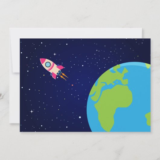 Roze astronaut buitenruimte verjaardagsfoto bedankkaart (Achterkant)