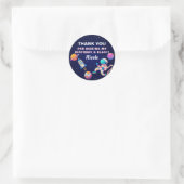 Roze astronaut buitenruimteschakelvaart Birthday Ronde Sticker (Tas)