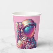 Roze astronaut papieren beker! papieren bekers (Achterkant)