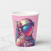 Roze astronaut papieren beker! papieren bekers (Voorkant)