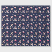 Roze astronaut ruimtesterren cadeaupapier (Vlak)