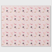 Roze astronaut Space Birthday Uitnodiging Cadeaupapier (Vlak)