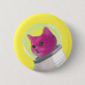 Roze astronautenkat ronde button 5,7 cm (Voorkant)