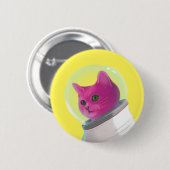 Roze astronautenkat ronde button 5,7 cm (Voorkant /achterkant)