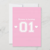 Roze Athletic 01 1e verjaardag Uitnodigingen (Voorkant)