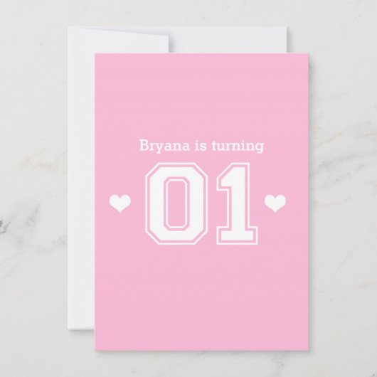 Roze Athletic 01 1e verjaardag Uitnodigingen (Voorkant)