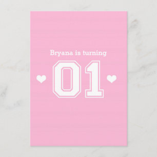 Roze Athletic 01 1st Birthday Party Invitations Kaart