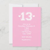 Roze Athletic 13 Nummer Verjaardagsfeest Uitnodigi Kaart (Achterkant)