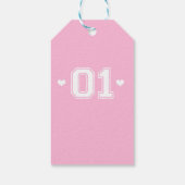 Roze Atletiek 01 1e Verjaardag Baby shower Gift La Cadeaulabel (Achterkant)