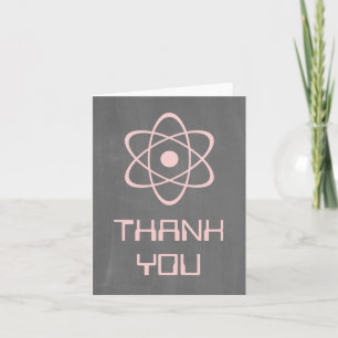 Roze atomaire schoolbord dankkaart bedankkaart