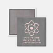 Roze atoomalkboard Save the Date Magnet (Voorkant / Achterkant)