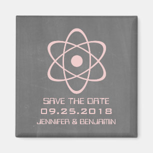 Roze atoomalkboard Save the Date Magnet
