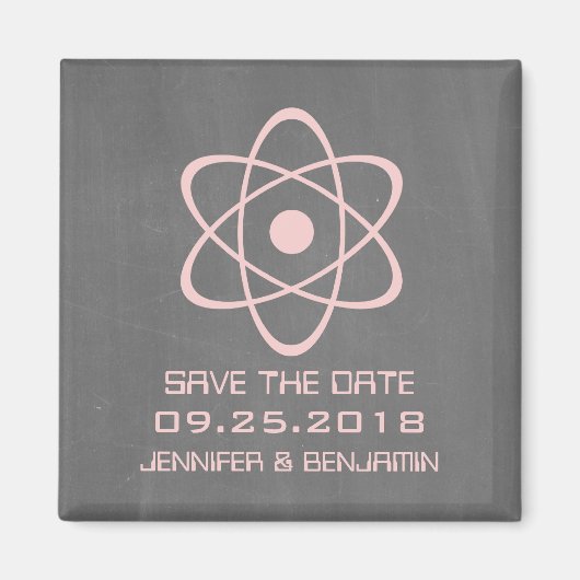 Roze atoomalkboard Save the Date Magnet (Voorkant)