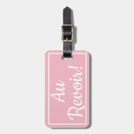 Roze Au Revoir Bagagelabel (Voorkant verticaal)
