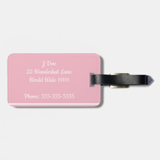 Roze Au Revoir Bagagelabel (Achterkant horizontaal)
