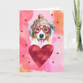 Roze Australian Shepherd Valentijnsdag Gift Dog Kaart (Voorkant)