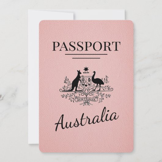 Roze Australië Paspoort bruiloft uitnodiging (Achterkant)