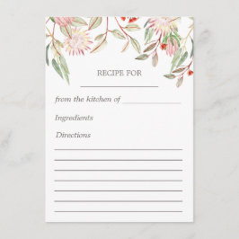 Roze Australische bloemen receptkaart Informatiekaartje
