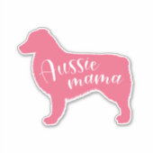 Roze Australische Herder Silhouet "Aussie Mama" Sticker (Voorkant)