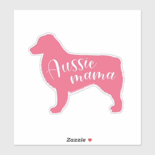 Roze Australische Herder Silhouet "Aussie Mama" Sticker (Vel)