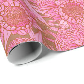 Roze Australische protea en Waratah Pattern Cadeaupapier (Rol Hoek)