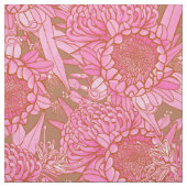 Roze Australische protea en Waratah Pattern Stof (Swatch)
