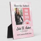 Roze Auteur Boek Ondertekening of Boek Lancering P Fotoplaat (Zijkant)