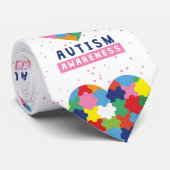 Roze Autisme Awareness mannen stropdas stropdas (Opgerold)