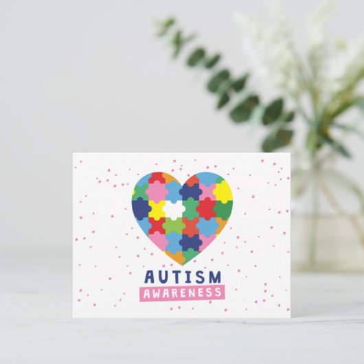 roze autisme briefkaart (Staand voorkant)