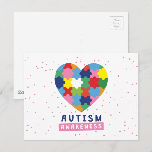 roze autisme briefkaart (Voorkant / Achterkant)