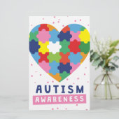 roze autisme briefpapier (Staand voorkant)