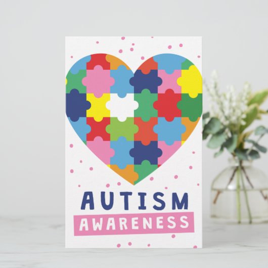 roze autisme briefpapier (Staand voorkant)