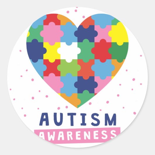 roze autisme ronde sticker (Voorkant)