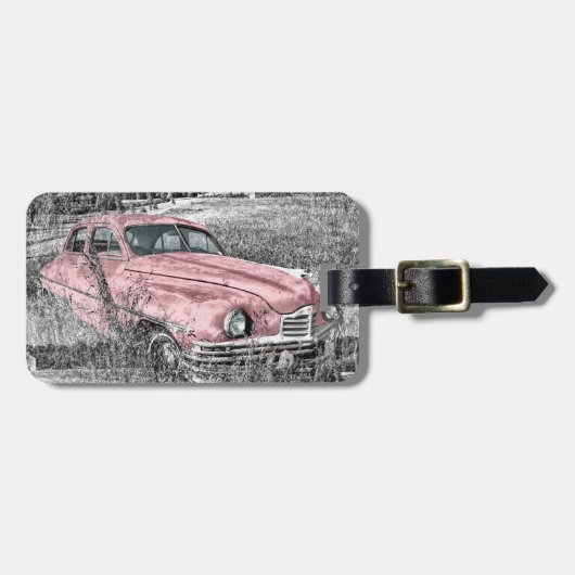 roze auto bagagelabel (Voorkant horizontaal)
