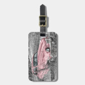 roze auto bagagelabel (Voorkant verticaal)