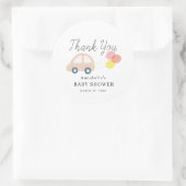 Roze Auto Ballonnen Wit Meisje Baby shower Ronde Sticker (Tas)