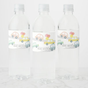 Roze Auto Ballonnen Wit Meisje Baby shower Waterfles Etiket