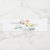 Roze Auto Ballonnen Wit Meisje Baby shower Waterfles Etiket (Enkel label)