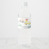 Roze Auto Ballonnen Wit Meisje Baby shower Waterfles Etiket (Voorkant)