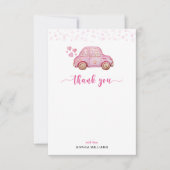 Roze Auto Bedankt Plat kaart (Voorkant)