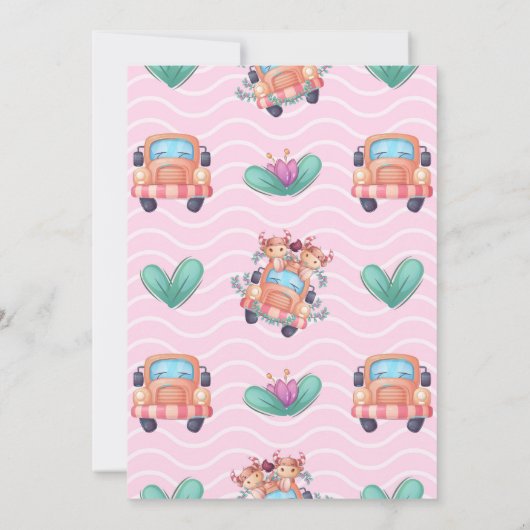 Roze Auto Heilige Koe We hebben een tweeling Baby  Kaart (Achterkant)