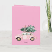 Roze auto kerstboom kaart (Achterkant)