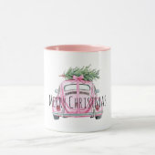 Roze Auto Kerstboom Mok (Midden)